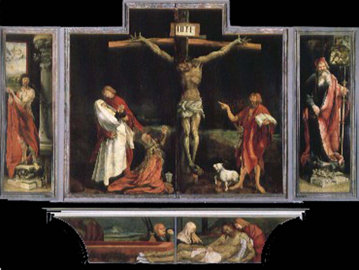 Matthias  Grunewald Yisenhaimu altar painting, Good Friday to map